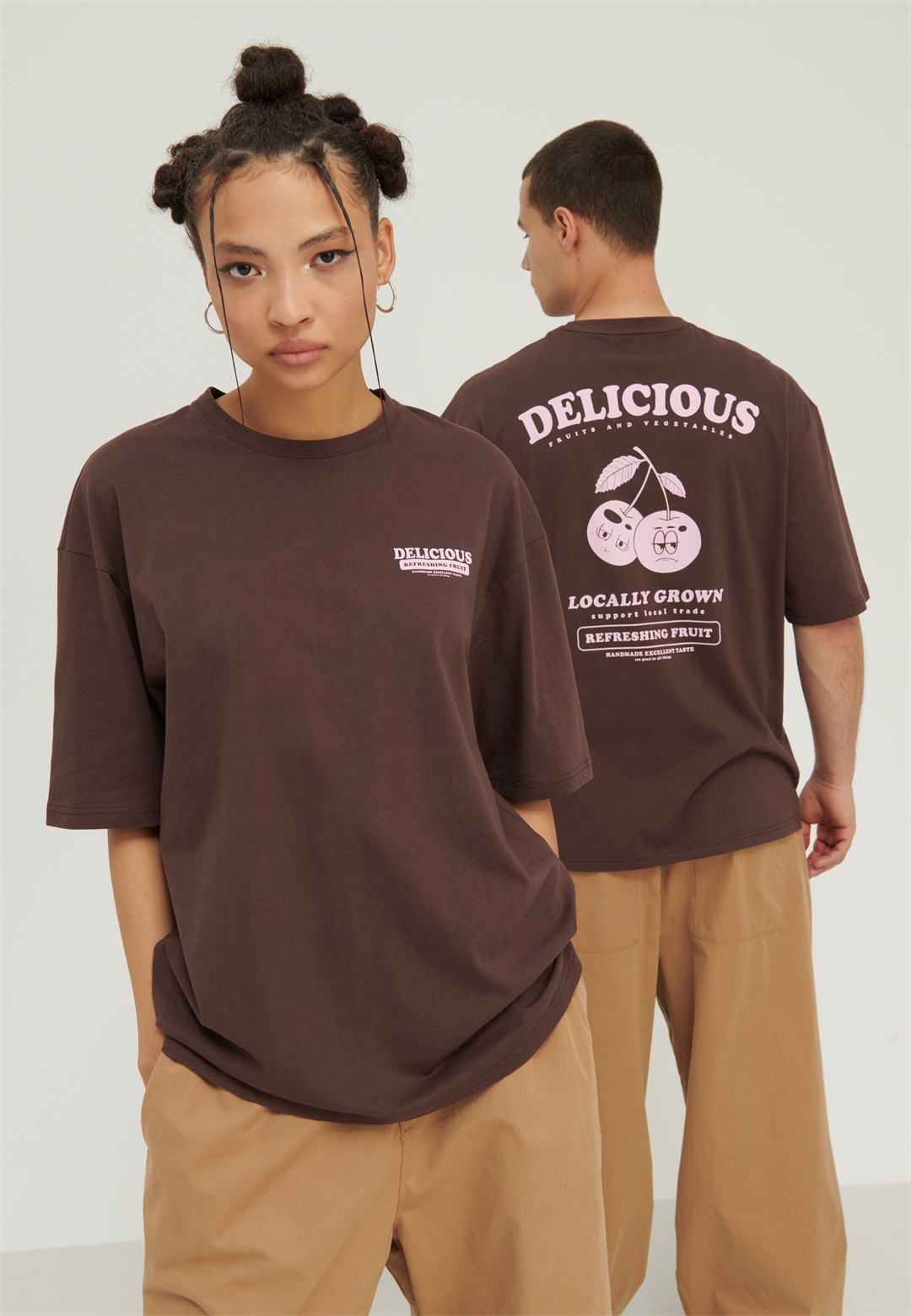 YOURTURN UNISEX - T-Shirt print - brown/braun
