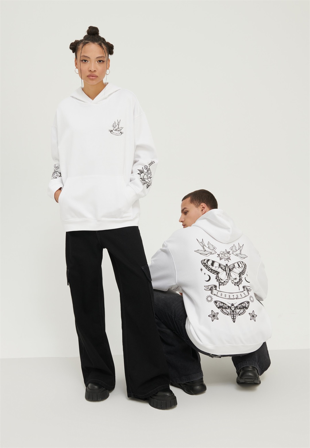YOURTURN UNISEX - Kapuzenpullover - white/weiß