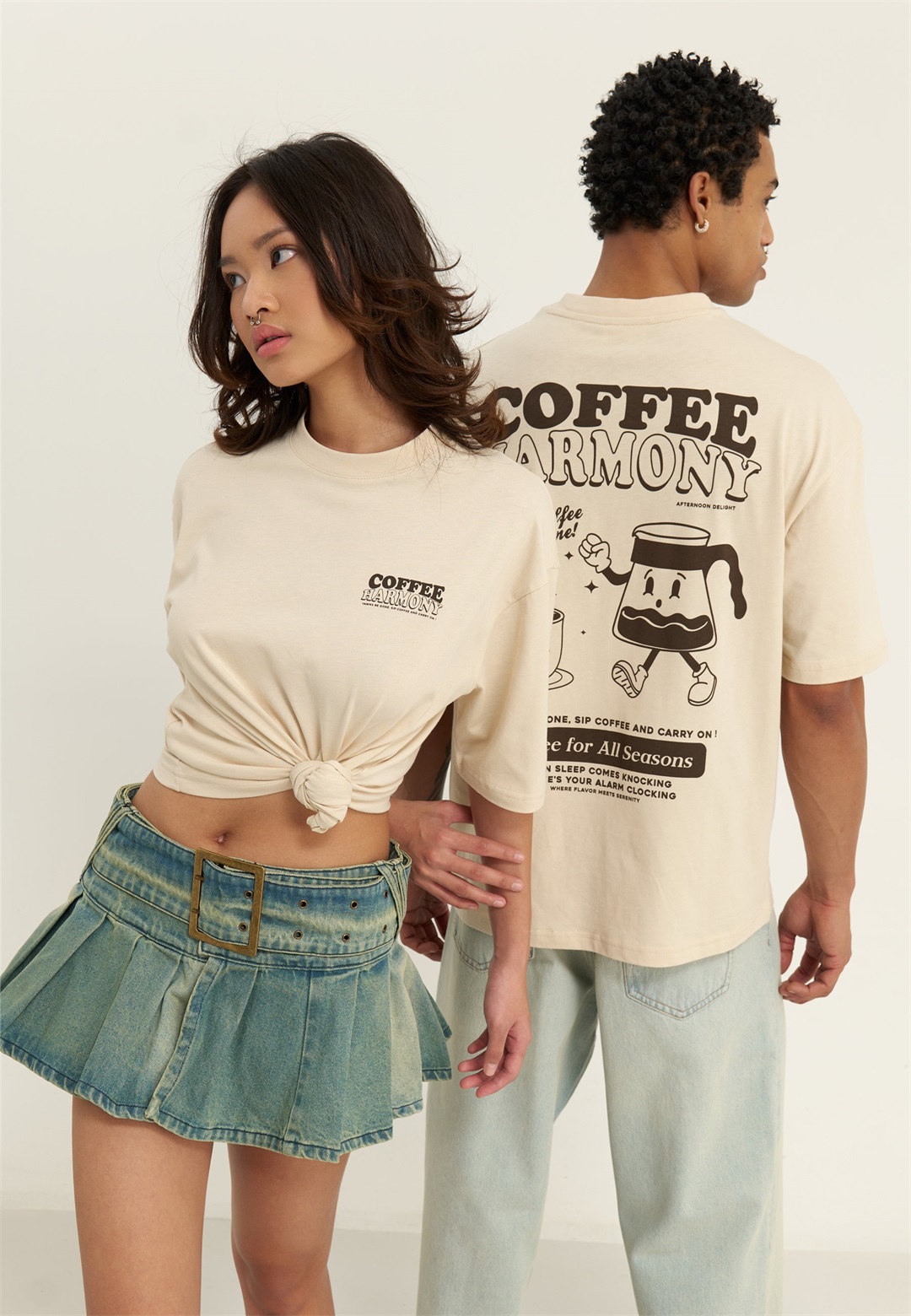 YOURTURN UNISEX - T-Shirt print - beige