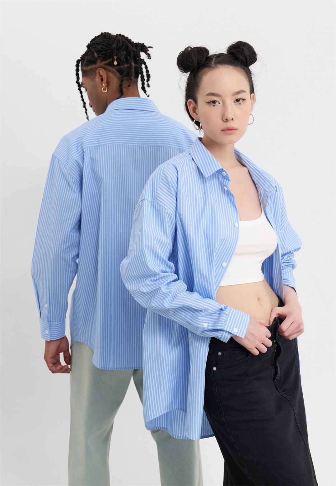 YOURTURN FORMAL UNISEX - Hemdbluse - blue/white/blau