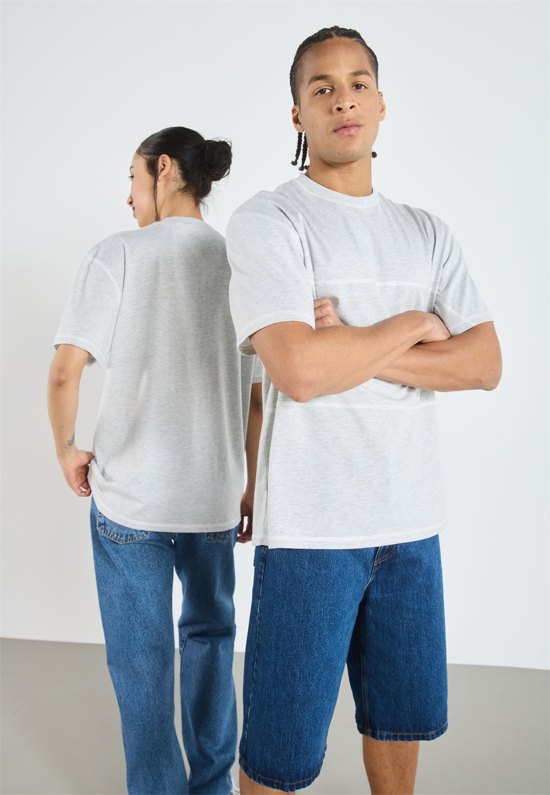 YOURTURN UNISEX - T-Shirt print - grey melange/hellgrau-meliert